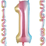 Balon din Folie Metalizata Flippy, Figurina Cifra Gradient, Tema Aniversare 40 cm, Ambalaj Individual, Pai inclus,