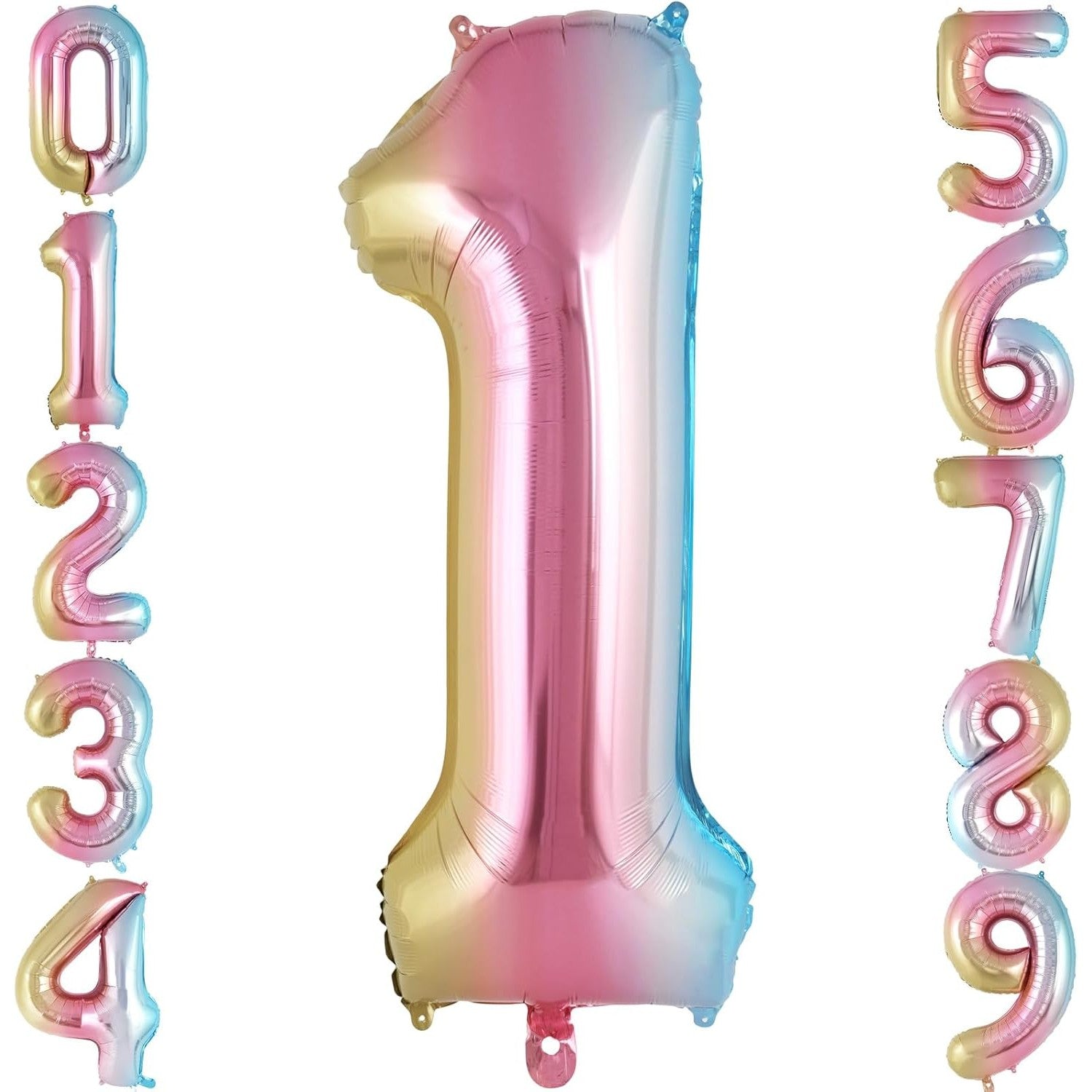Balon din Folie Metalizata Flippy, Figurina Cifra Gradient, Tema Aniversare 40 cm, Ambalaj Individual, Pai inclus,