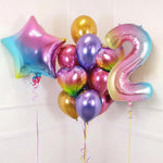 Balon din Folie Metalizata Flippy, Figurina Cifra Gradient, Tema Aniversare 40 cm, Ambalaj Individual, Pai inclus,