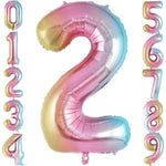 Balon din Folie Metalizata Flippy, Figurina Cifra Gradient, Tema Aniversare 40 cm, Ambalaj Individual, Pai inclus,