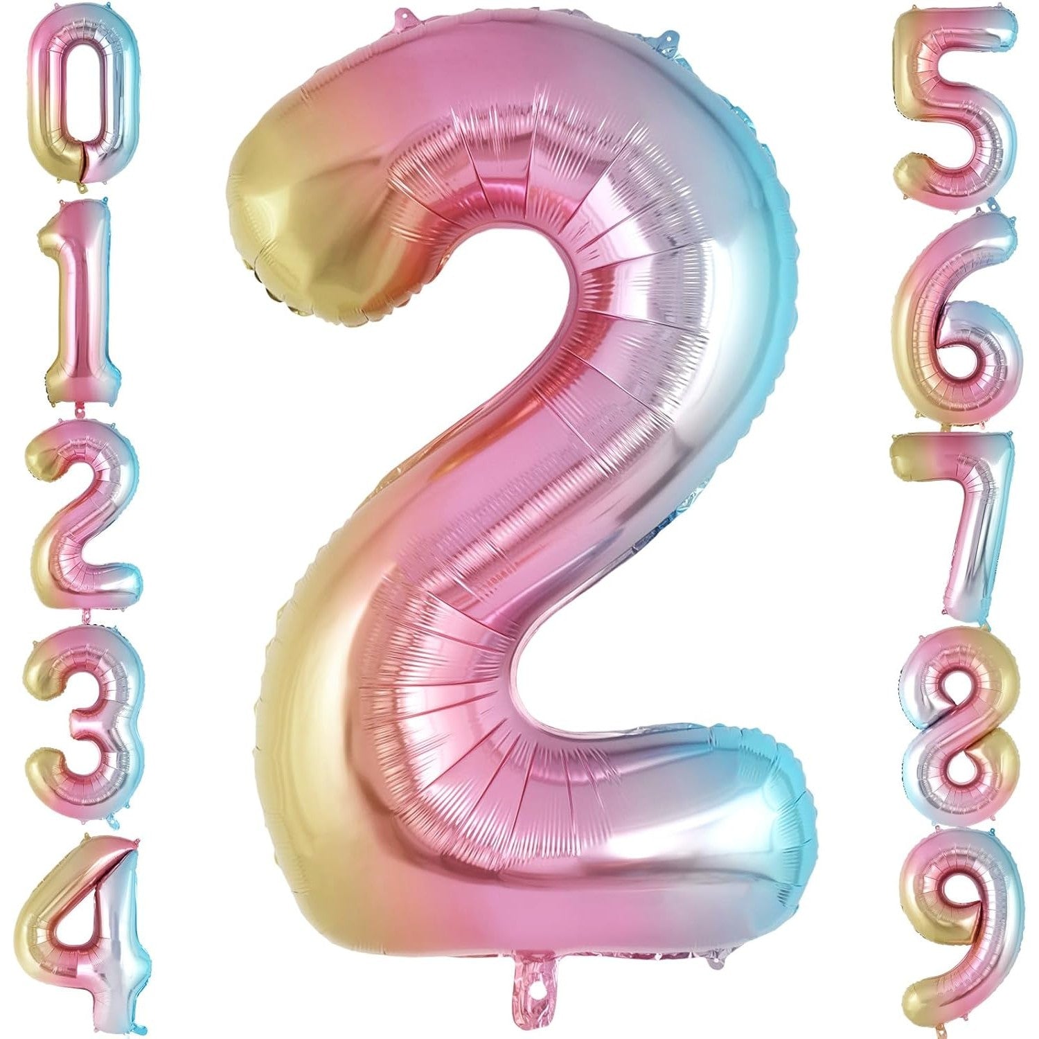 Balon din Folie Metalizata Flippy, Figurina Cifra Gradient, Tema Aniversare 40 cm, Ambalaj Individual, Pai inclus,