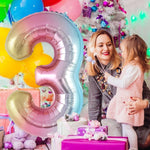 Balon din Folie Metalizata Flippy, Figurina Cifra Gradient, Tema Aniversare 40 cm, Ambalaj Individual, Pai inclus,