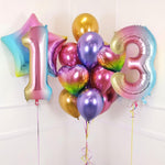 Balon din Folie Metalizata Flippy, Figurina Cifra Gradient, Tema Aniversare 40 cm, Ambalaj Individual, Pai inclus,
