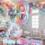 Balon din Folie Metalizata Flippy, Figurina Cifra Gradient, Tema Aniversare 40 cm, Ambalaj Individual, Pai inclus,
