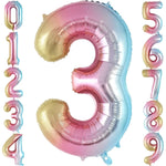Balon din Folie Metalizata Flippy, Figurina Cifra Gradient, Tema Aniversare 40 cm, Ambalaj Individual, Pai inclus,