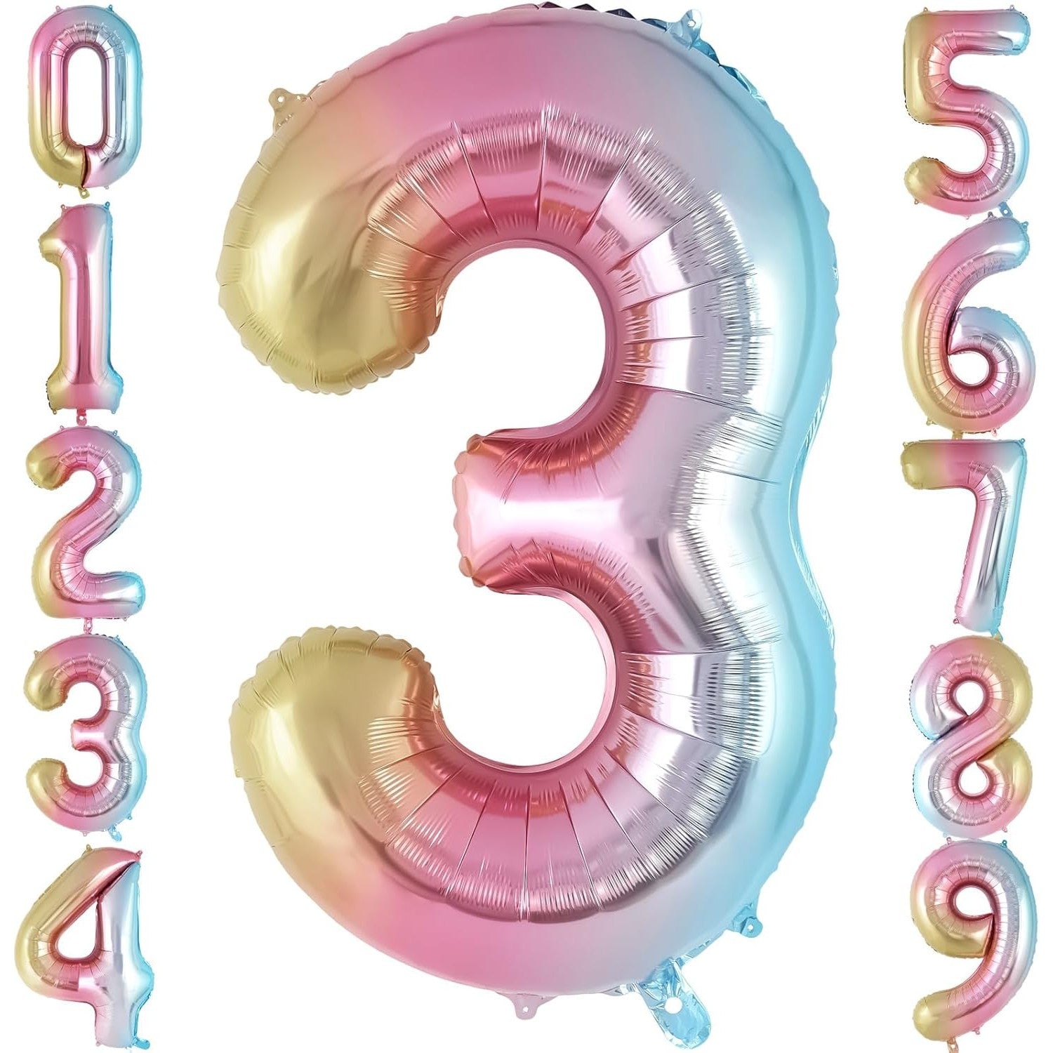 Balon din Folie Metalizata Flippy, Figurina Cifra Gradient, Tema Aniversare 40 cm, Ambalaj Individual, Pai inclus,