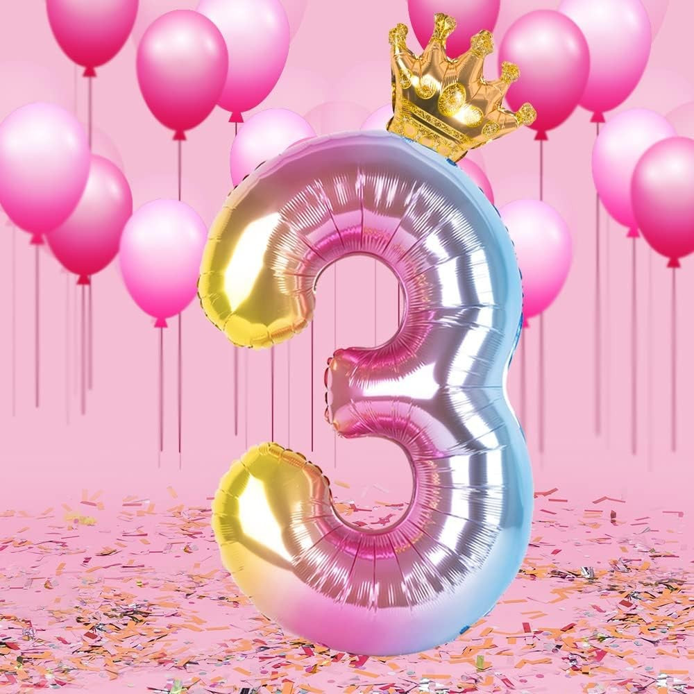 Balon din Folie Metalizata, Flippy, Figurina Cifra Gradient, Tema Aniversare 80 cm, Ambalaj Individual, Pai inclus,