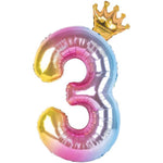 Balon din Folie Metalizata, Flippy, Figurina Cifra Gradient, Tema Aniversare 80 cm, Ambalaj Individual, Pai inclus,