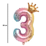 Balon din Folie Metalizata, Flippy, Figurina Cifra Gradient, Tema Aniversare 80 cm, Ambalaj Individual, Pai inclus,