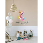 Balon din Folie Metalizata, Flippy, Figurina Cifra Gradient, Tema Aniversare 80 cm, Ambalaj Individual, Pai inclus,