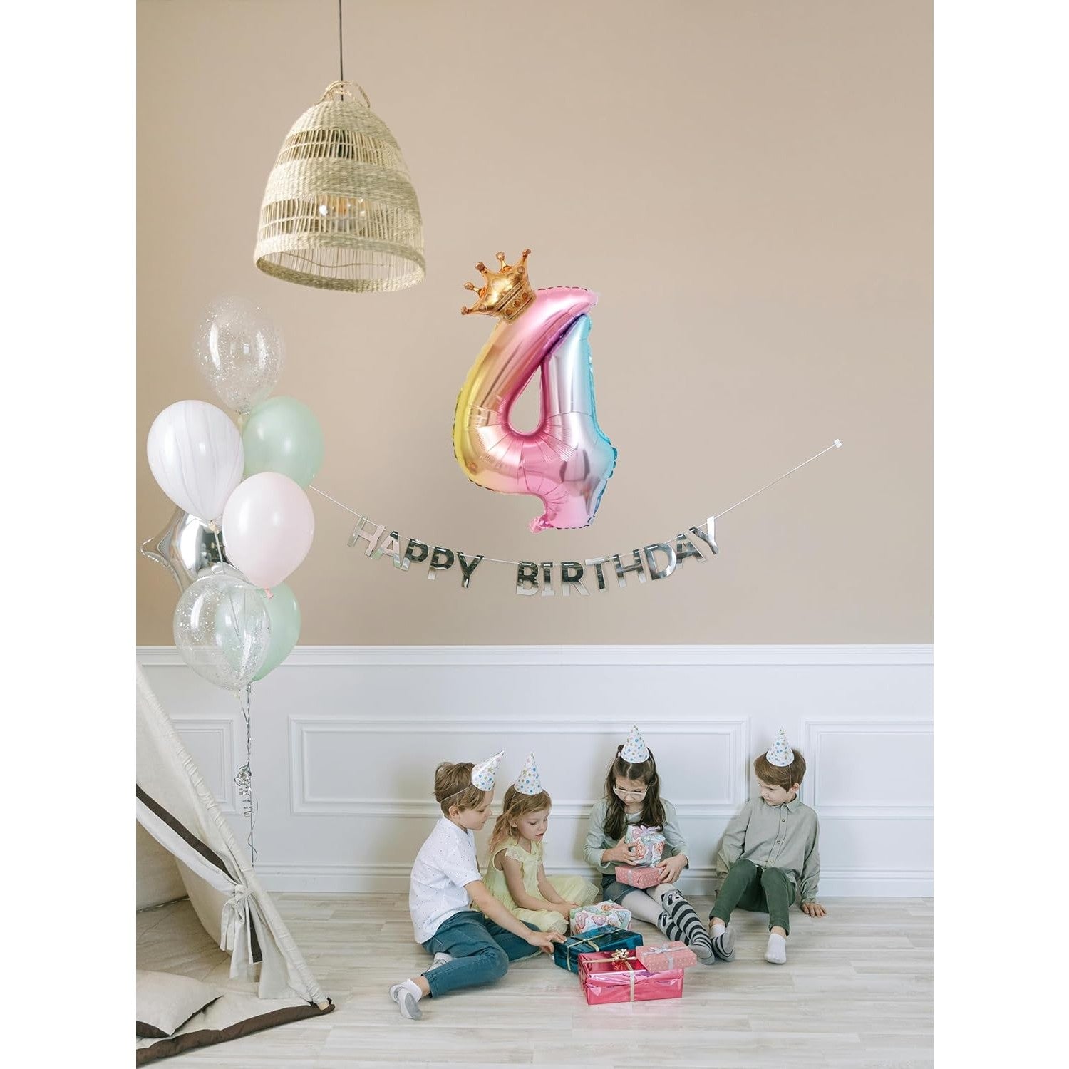 Balon din Folie Metalizata, Flippy, Figurina Cifra Gradient, Tema Aniversare 80 cm, Ambalaj Individual, Pai inclus,
