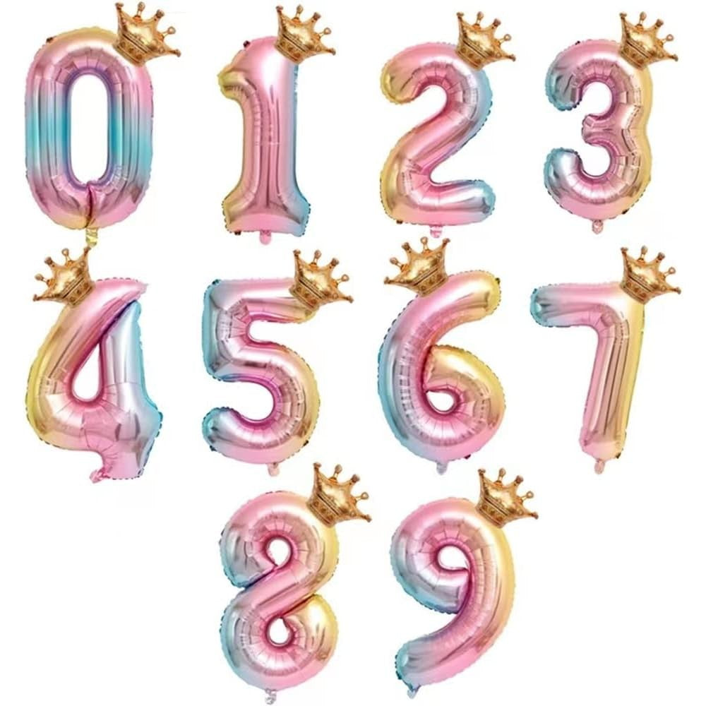 Balon din Folie Metalizata, Flippy, Figurina Cifra Gradient, Tema Aniversare 80 cm, Ambalaj Individual, Pai inclus,