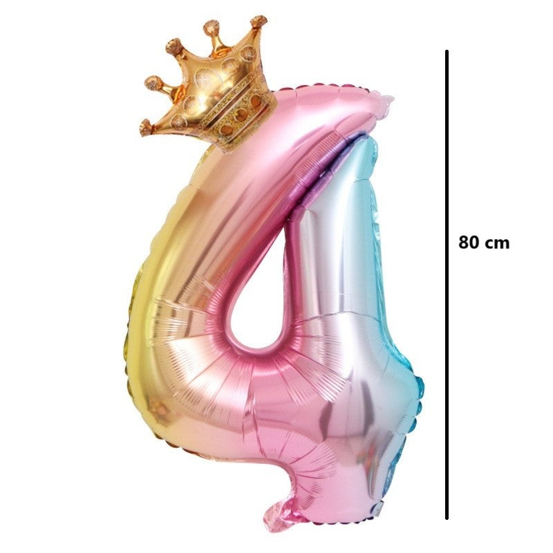Balon din Folie Metalizata, Flippy, Figurina Cifra Gradient, Tema Aniversare 80 cm, Ambalaj Individual, Pai inclus,
