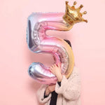Balon din Folie Metalizata, Flippy, Figurina Cifra Gradient, Tema Aniversare 80 cm, Ambalaj Individual, Pai inclus,