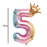 Balon din Folie Metalizata, Flippy, Figurina Cifra Gradient, Tema Aniversare 80 cm, Ambalaj Individual, Pai inclus,