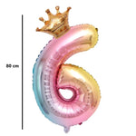 Balon din Folie Metalizata, Flippy, Figurina Cifra Gradient, Tema Aniversare 80 cm, Ambalaj Individual, Pai inclus,