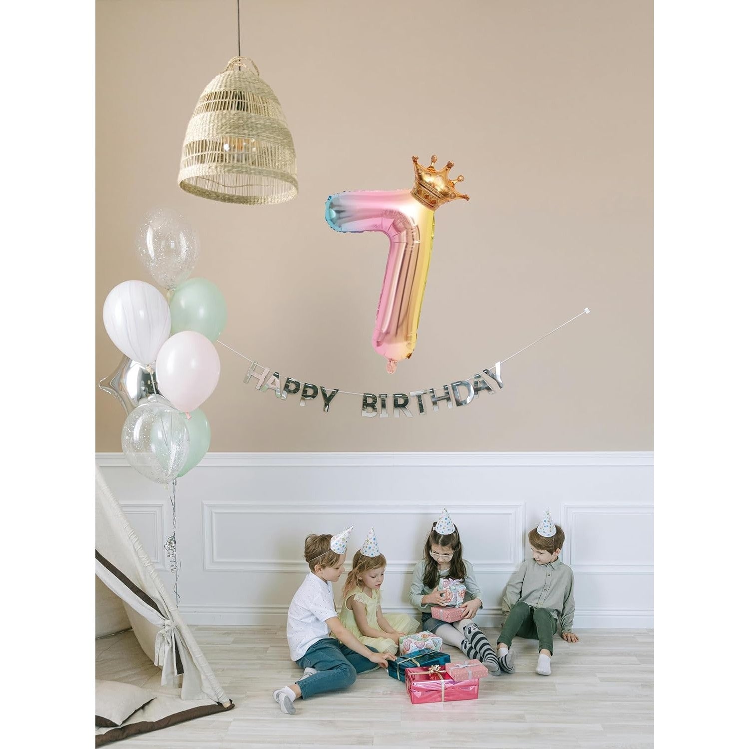 Balon din Folie Metalizata, Flippy, Figurina Cifra Gradient, Tema Aniversare 80 cm, Ambalaj Individual, Pai inclus,