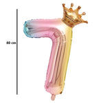 Balon din Folie Metalizata, Flippy, Figurina Cifra Gradient, Tema Aniversare 80 cm, Ambalaj Individual, Pai inclus,