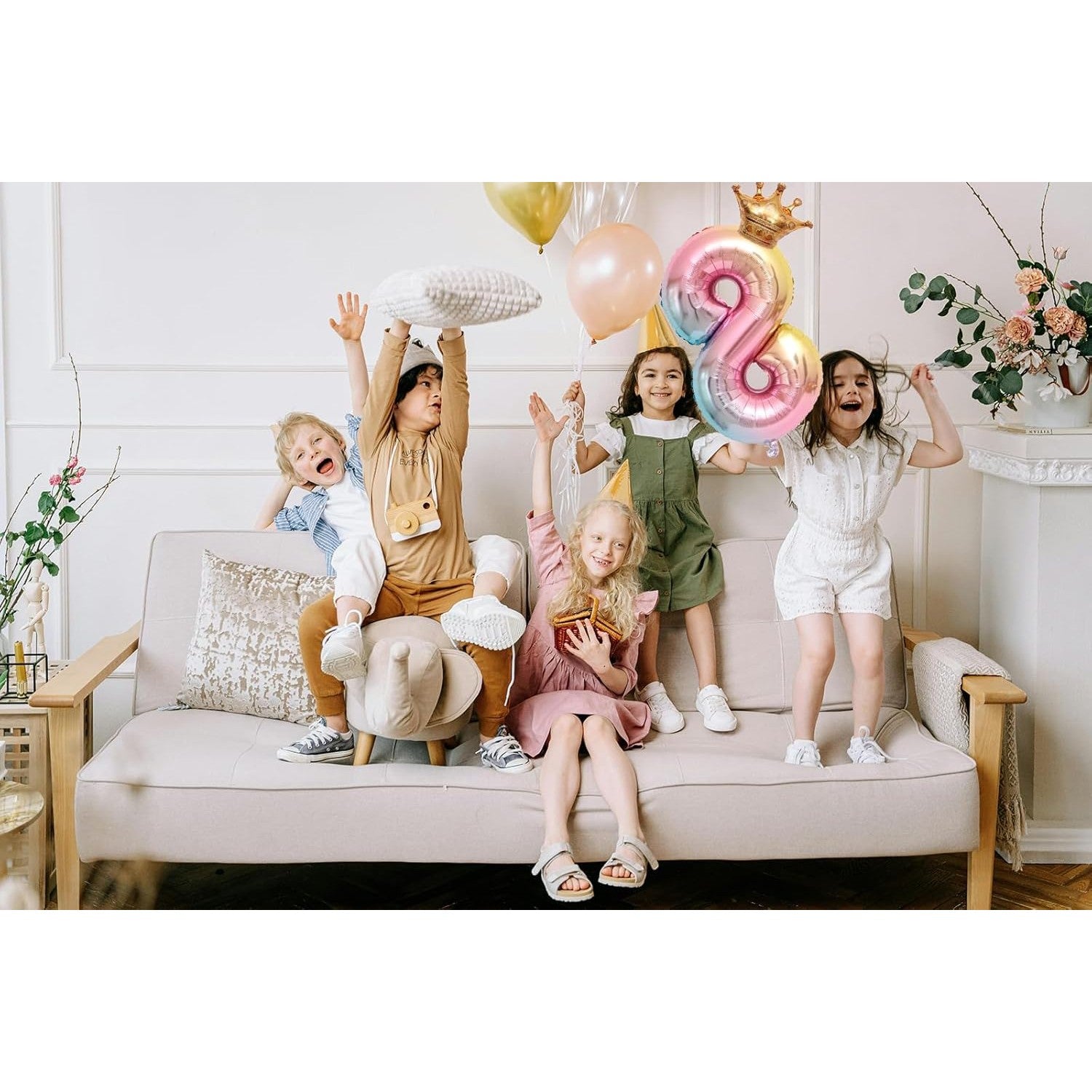 Balon din Folie Metalizata, Flippy, Figurina Cifra Gradient, Tema Aniversare 80 cm, Ambalaj Individual, Pai inclus,