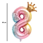 Balon din Folie Metalizata, Flippy, Figurina Cifra Gradient, Tema Aniversare 80 cm, Ambalaj Individual, Pai inclus,