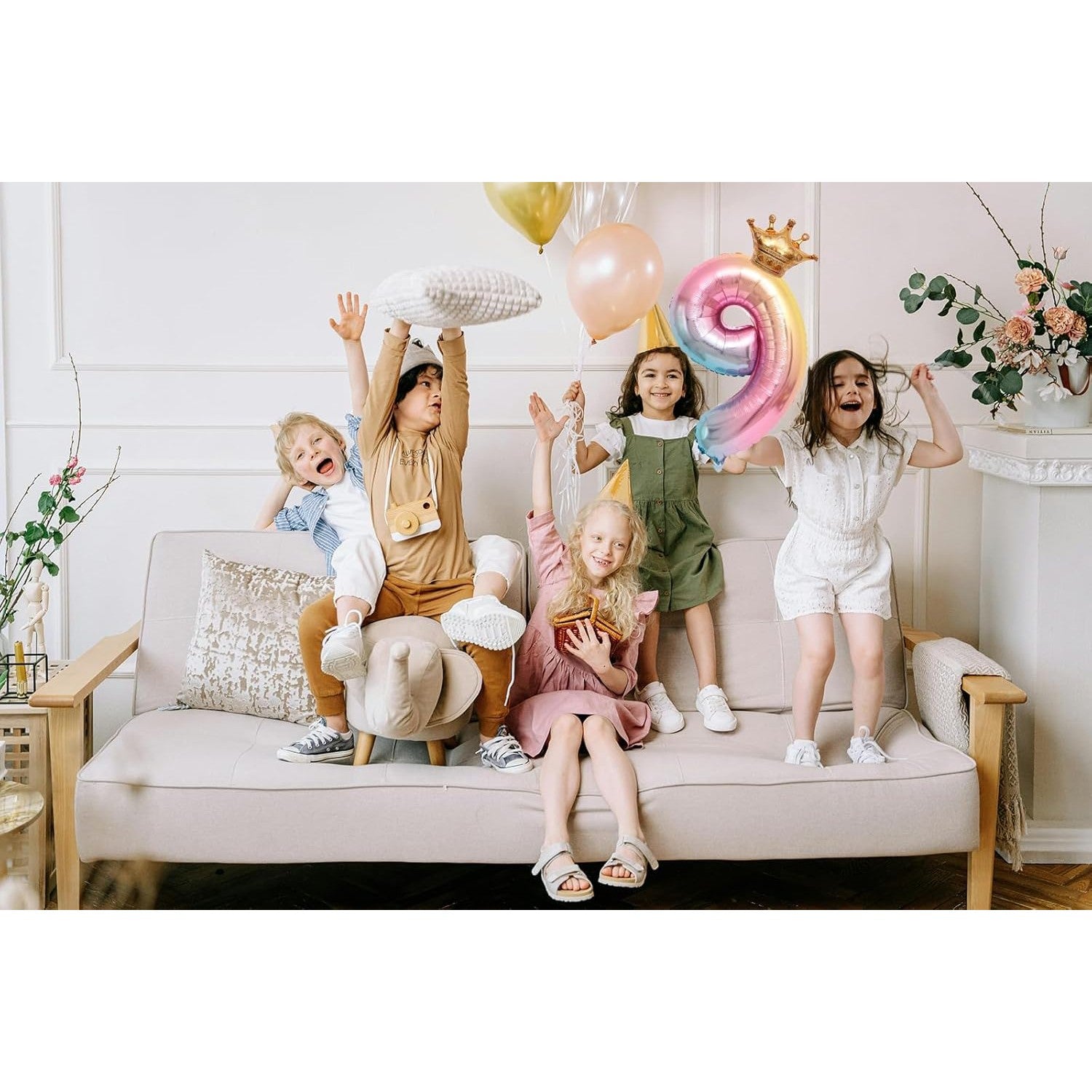 Balon din Folie Metalizata, Flippy, Figurina Cifra Gradient, Tema Aniversare 80 cm, Ambalaj Individual, Pai inclus,