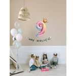 Balon din Folie Metalizata, Flippy, Figurina Cifra Gradient, Tema Aniversare 80 cm, Ambalaj Individual, Pai inclus,