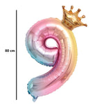 Balon din Folie Metalizata, Flippy, Figurina Cifra Gradient, Tema Aniversare 80 cm, Ambalaj Individual, Pai inclus,