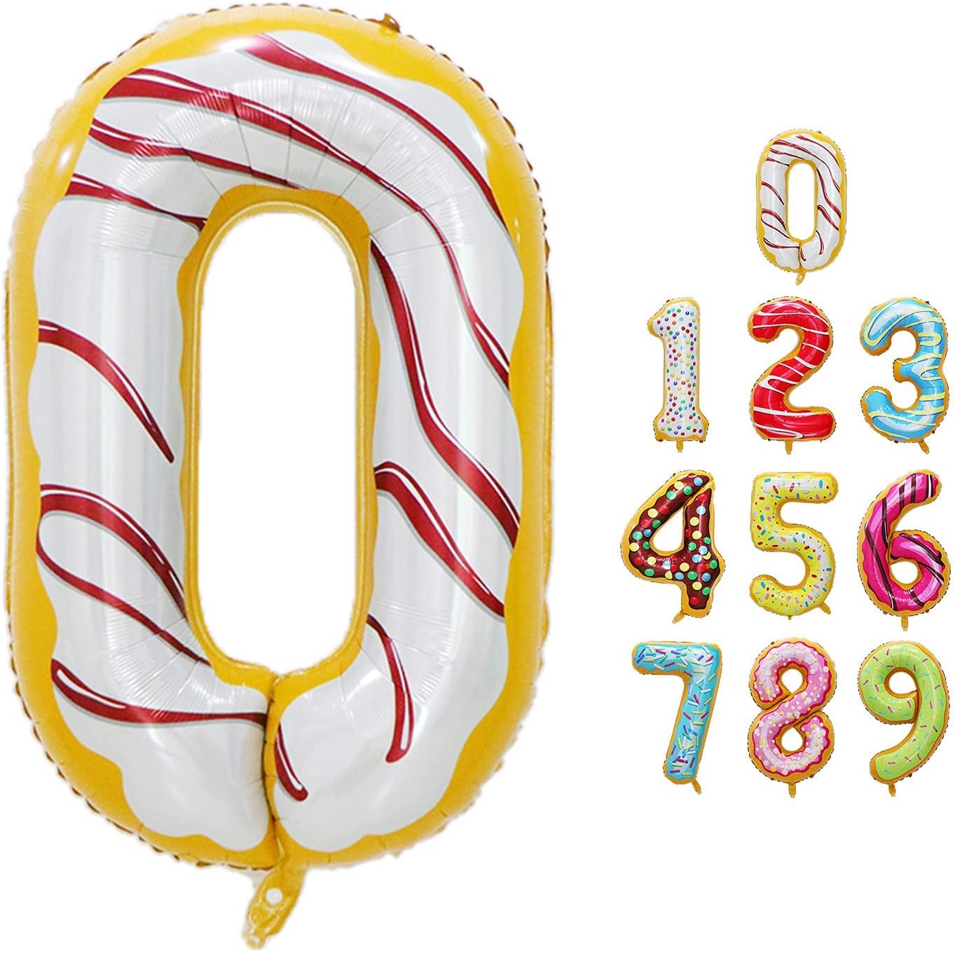 Balon din Folie Metalizata Flippy, Figurina Cifra, Imprimeu Gogosi, Tema Aniversare 100 cm, Ambalaj Individual, Pai