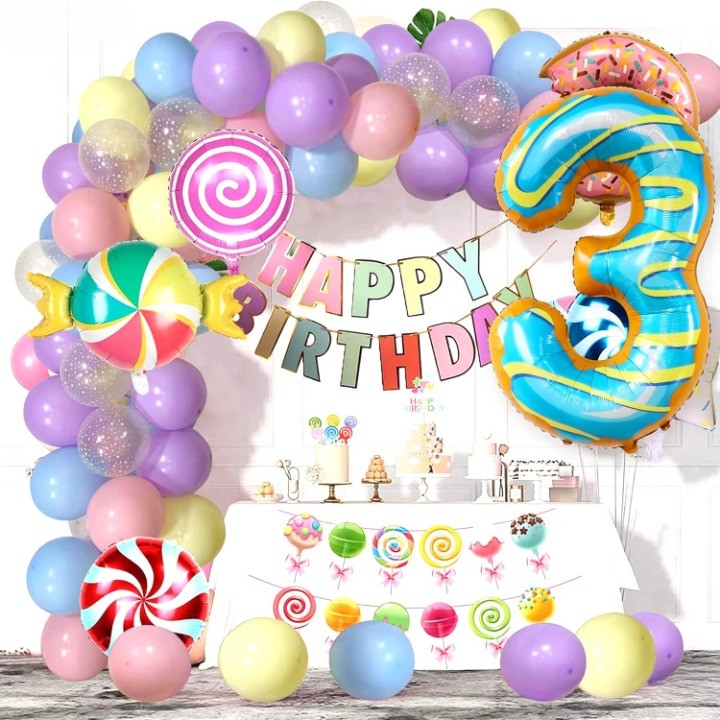 Balon din Folie Metalizata Flippy, Figurina Cifra, Imprimeu Gogosi, Tema Aniversare 100 cm, Ambalaj Individual, Pai