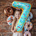 Balon din Folie Metalizata Flippy, Figurina Cifra, Imprimeu Gogosi, Tema Aniversare 100 cm, Ambalaj Individual, Pai