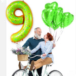 Balon din Folie Metalizata Flippy, Figurina Cifra, Imprimeu Gogosi, Tema Aniversare 100 cm, Ambalaj Individual, Pai