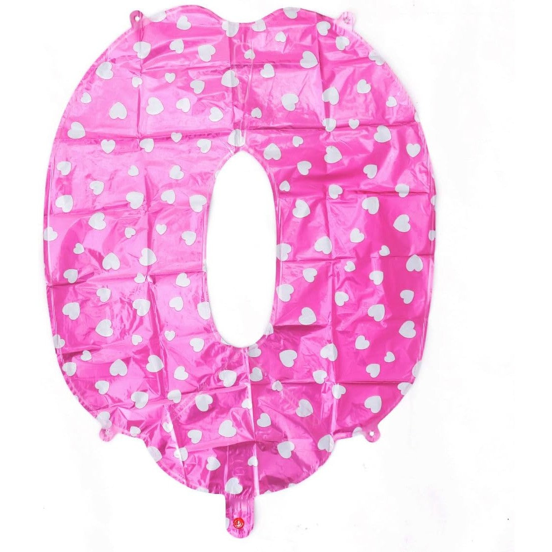 Balon din Folie Metalizata Flippy, Figurina Cifra, Imprimeu Inimi, Tema Aniversare 80 cm, Ambalaj Individual, Pai