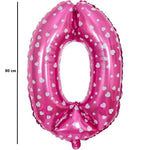 Balon din Folie Metalizata Flippy, Figurina Cifra, Imprimeu Inimi, Tema Aniversare 80 cm, Ambalaj Individual, Pai