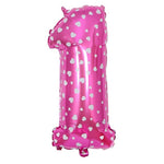 Balon din Folie Metalizata Flippy, Figurina Cifra, Imprimeu Inimi, Tema Aniversare 80 cm, Ambalaj Individual, Pai