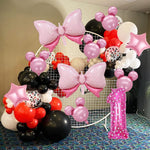 Balon din Folie Metalizata Flippy, Figurina Cifra, Imprimeu Inimi, Tema Aniversare 80 cm, Ambalaj Individual, Pai