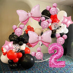 Balon din Folie Metalizata Flippy, Figurina Cifra, Imprimeu Inimi, Tema Aniversare 80 cm, Ambalaj Individual, Pai