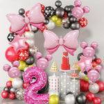 Balon din Folie Metalizata Flippy, Figurina Cifra, Imprimeu Inimi, Tema Aniversare 80 cm, Ambalaj Individual, Pai