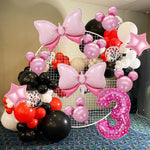 Balon din Folie Metalizata Flippy, Figurina Cifra, Imprimeu Inimi, Tema Aniversare 80 cm, Ambalaj Individual, Pai