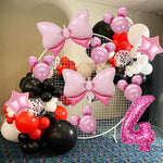Balon din Folie Metalizata Flippy, Figurina Cifra, Imprimeu Inimi, Tema Aniversare 80 cm, Ambalaj Individual, Pai