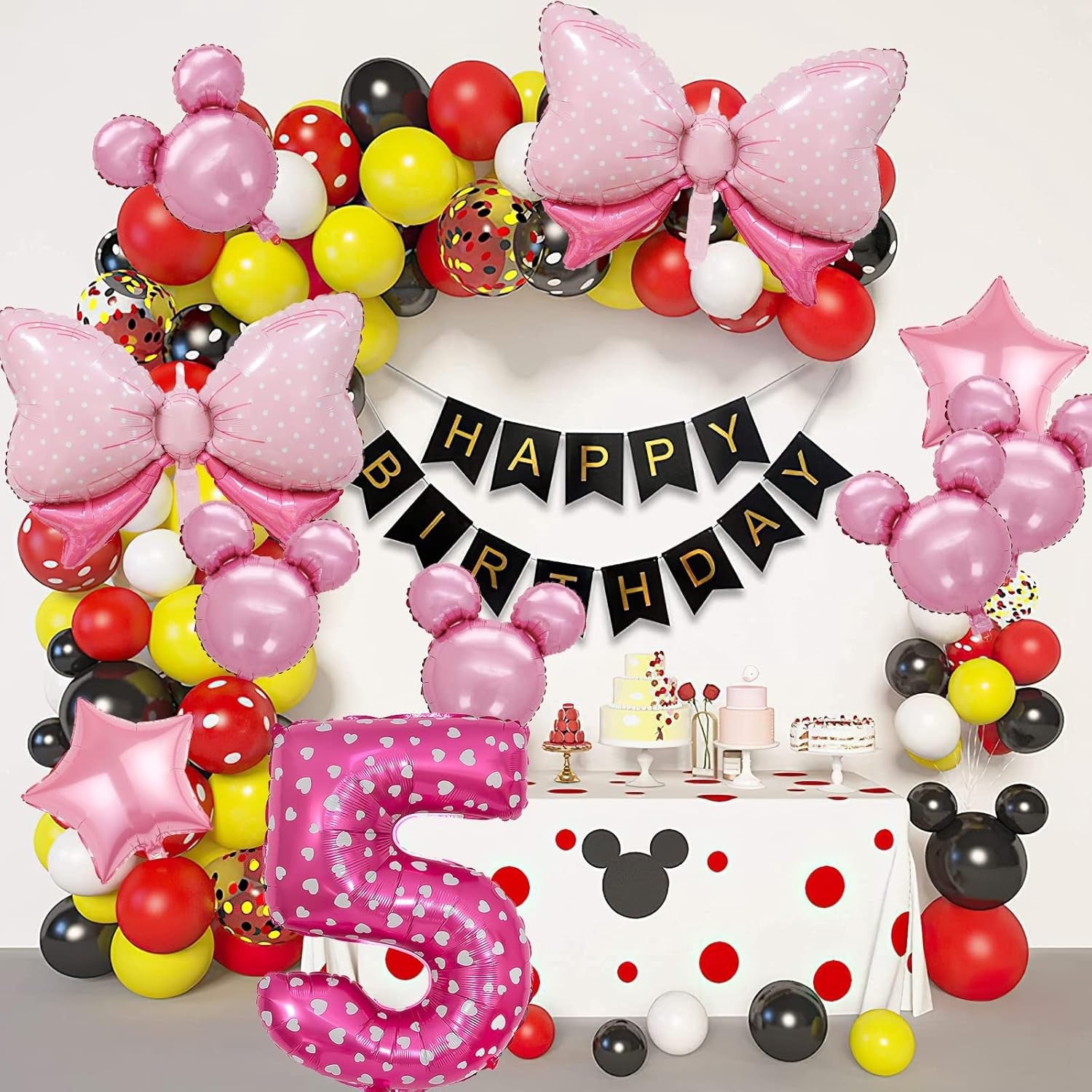 Balon din Folie Metalizata Flippy, Figurina Cifra, Imprimeu Inimi, Tema Aniversare 80 cm, Ambalaj Individual, Pai