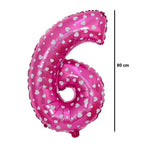 Balon din Folie Metalizata Flippy, Figurina Cifra, Imprimeu Inimi, Tema Aniversare 80 cm, Ambalaj Individual, Pai