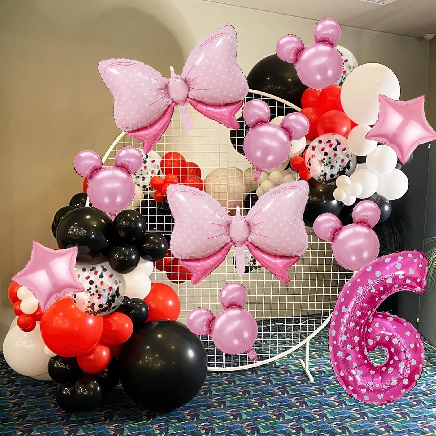 Balon din Folie Metalizata Flippy, Figurina Cifra, Imprimeu Inimi, Tema Aniversare 80 cm, Ambalaj Individual, Pai