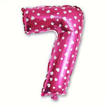 Balon din Folie Metalizata Flippy, Figurina Cifra, Imprimeu Inimi, Tema Aniversare 80 cm, Ambalaj Individual, Pai