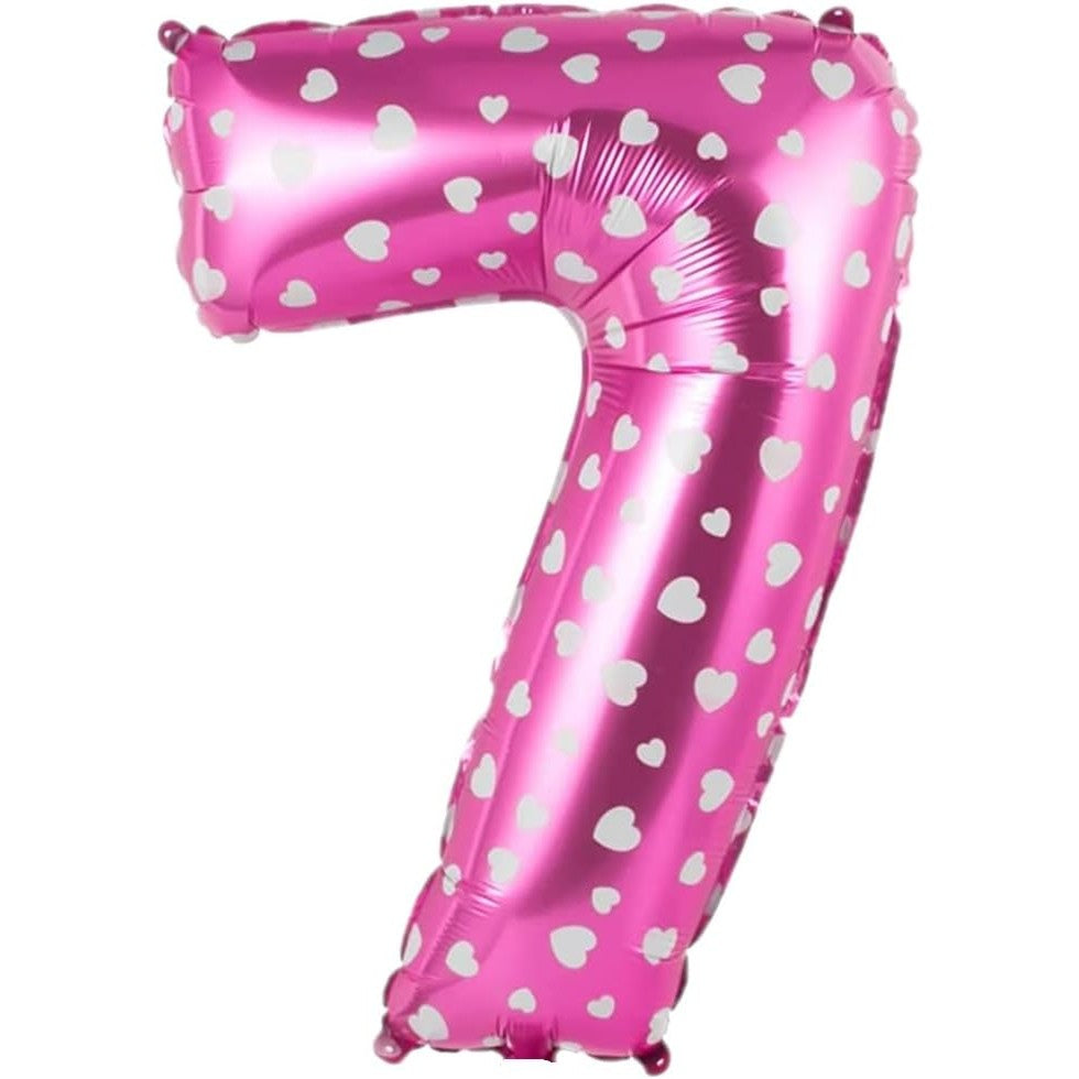 Balon din Folie Metalizata Flippy, Figurina Cifra, Imprimeu Inimi, Tema Aniversare 80 cm, Ambalaj Individual, Pai