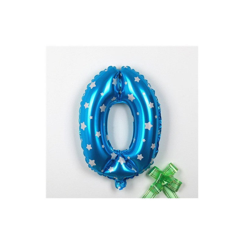 Balon din Folie Metalizata Flippy, Figurina Cifra, Imprimeu Stele, Tema Aniversare 80 cm, Ambalaj Individual, Pai