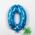 Balon din Folie Metalizata Flippy, Figurina Cifra, Imprimeu Stele, Tema Aniversare 80 cm, Ambalaj Individual, Pai
