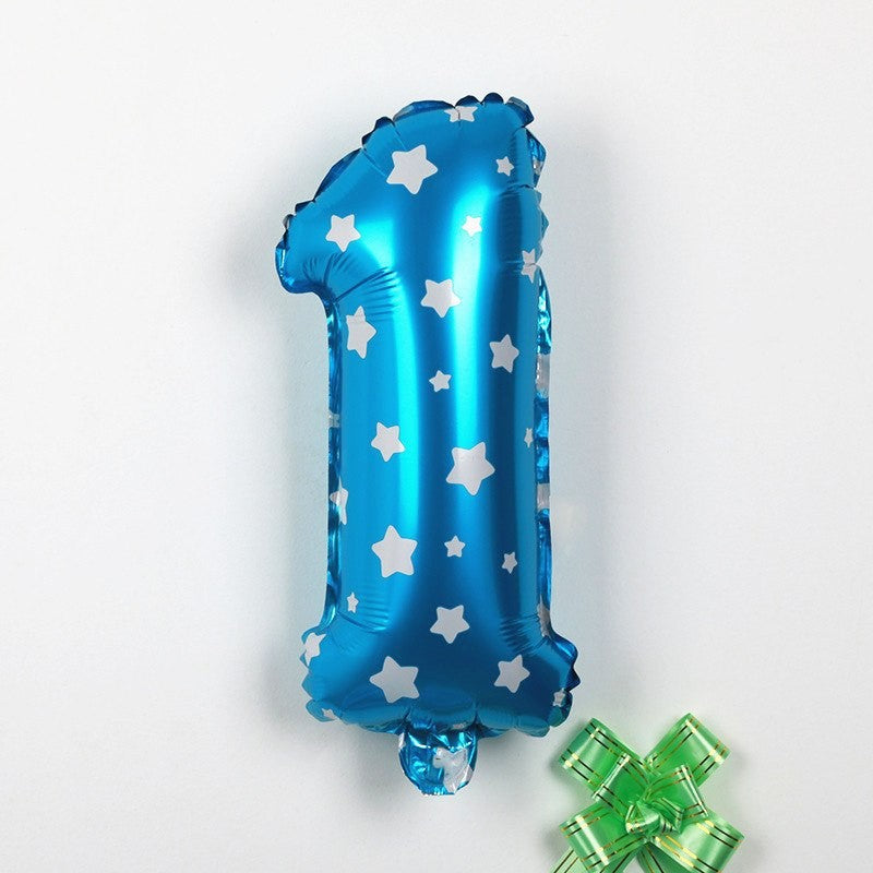 Balon din Folie Metalizata Flippy, Figurina Cifra, Imprimeu Stele, Tema Aniversare 80 cm, Ambalaj Individual, Pai