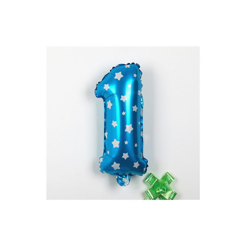 Balon din Folie Metalizata Flippy, Figurina Cifra, Imprimeu Stele, Tema Aniversare 80 cm, Ambalaj Individual, Pai
