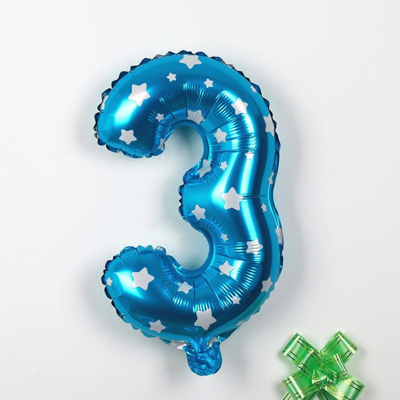 Balon din Folie Metalizata Flippy, Figurina Cifra, Imprimeu Stele, Tema Aniversare 80 cm, Ambalaj Individual, Pai