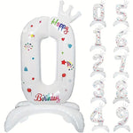 Balon din Folie Metalizata, Flippy, Figurina Cifra, Model 0 cu Happy Birthday Scris, Tema Aniversare 81 cm, Ambalaj